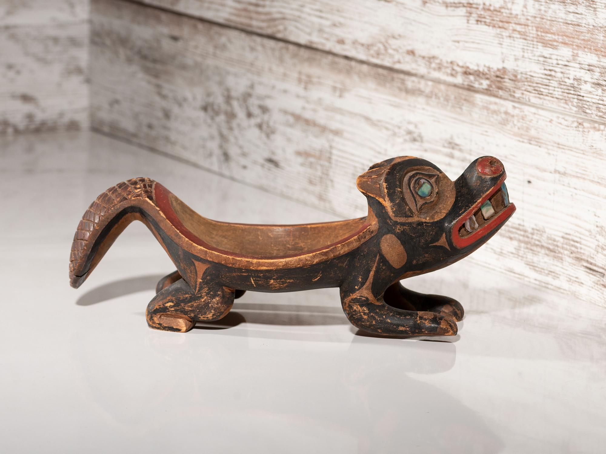 Northwest Coast Carved Beaver Bowl