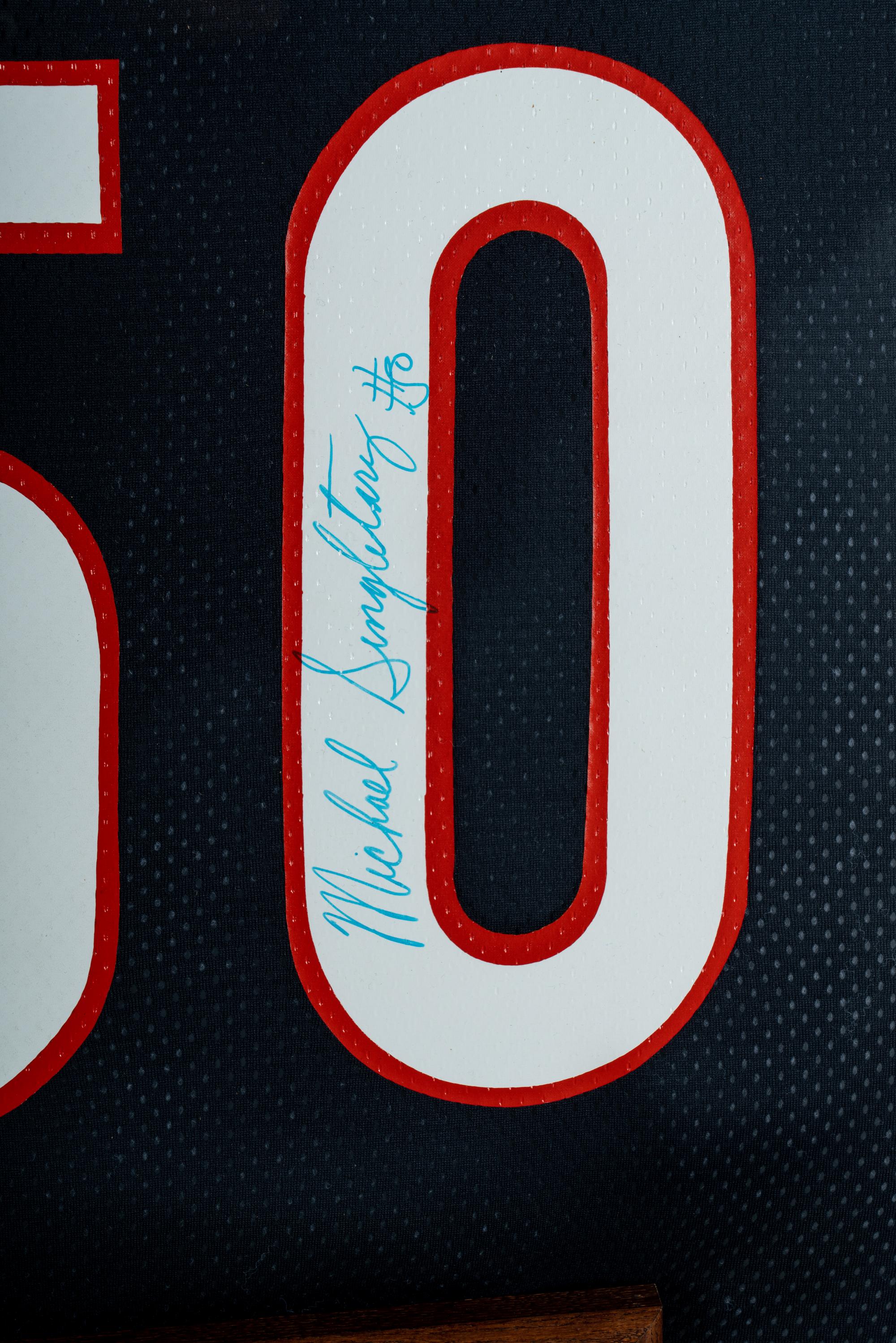 A Mike Singletary Chicago Bears Signed Autograph Jersey Display (Beckett Authentication Services Letter),