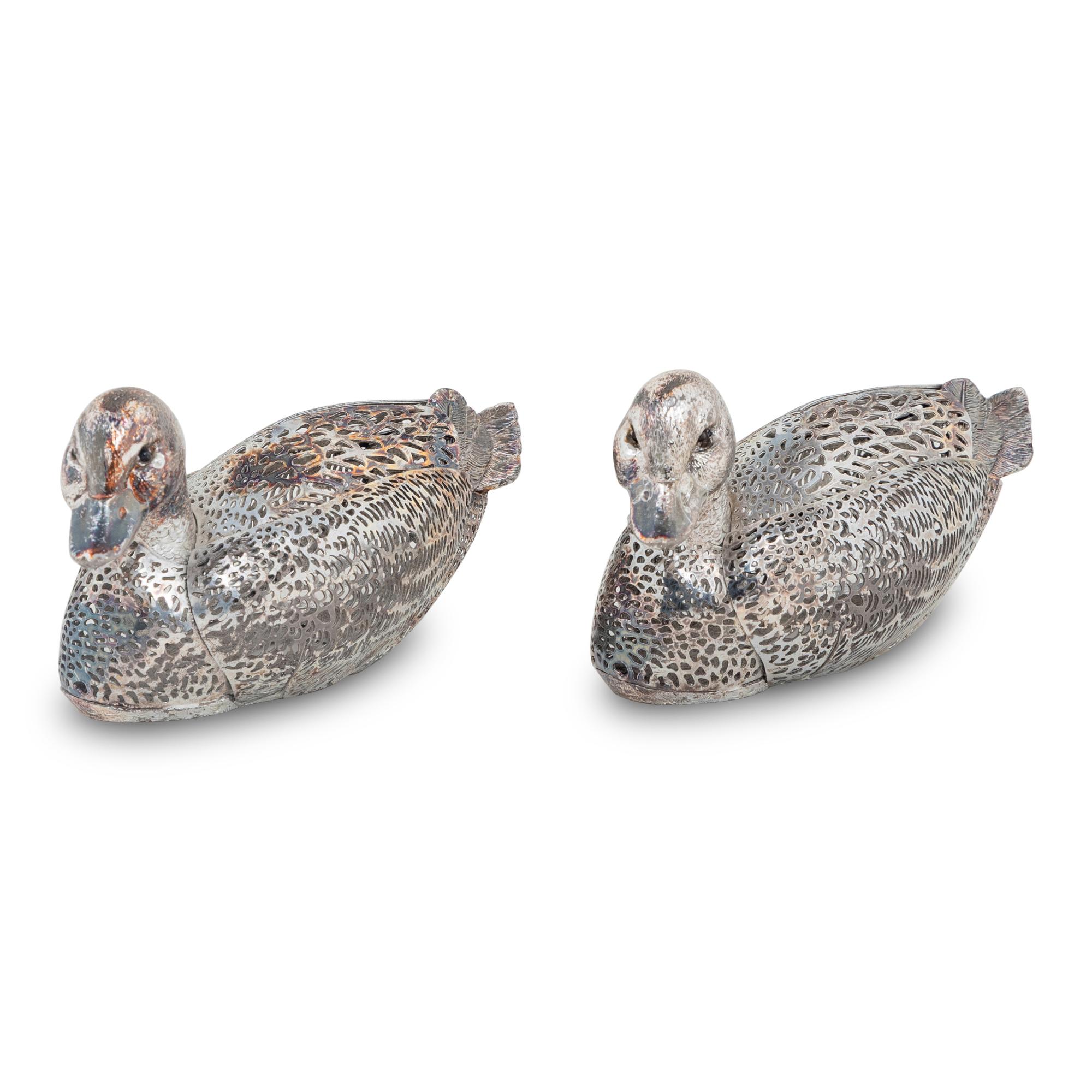 A Pair of Christofle Silver-Plate Duck Figures