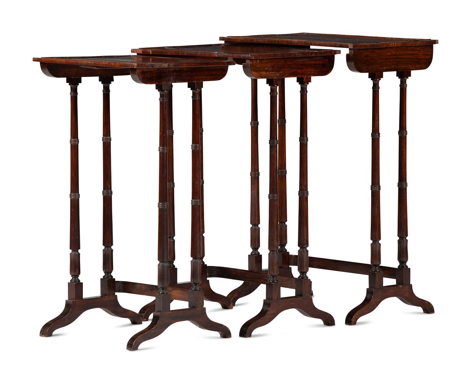 A Set of Three Rosewood Regency Nesting Tables