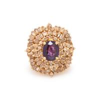 COLOR CHANGE SAPPHIRE AND DIAMOND RING