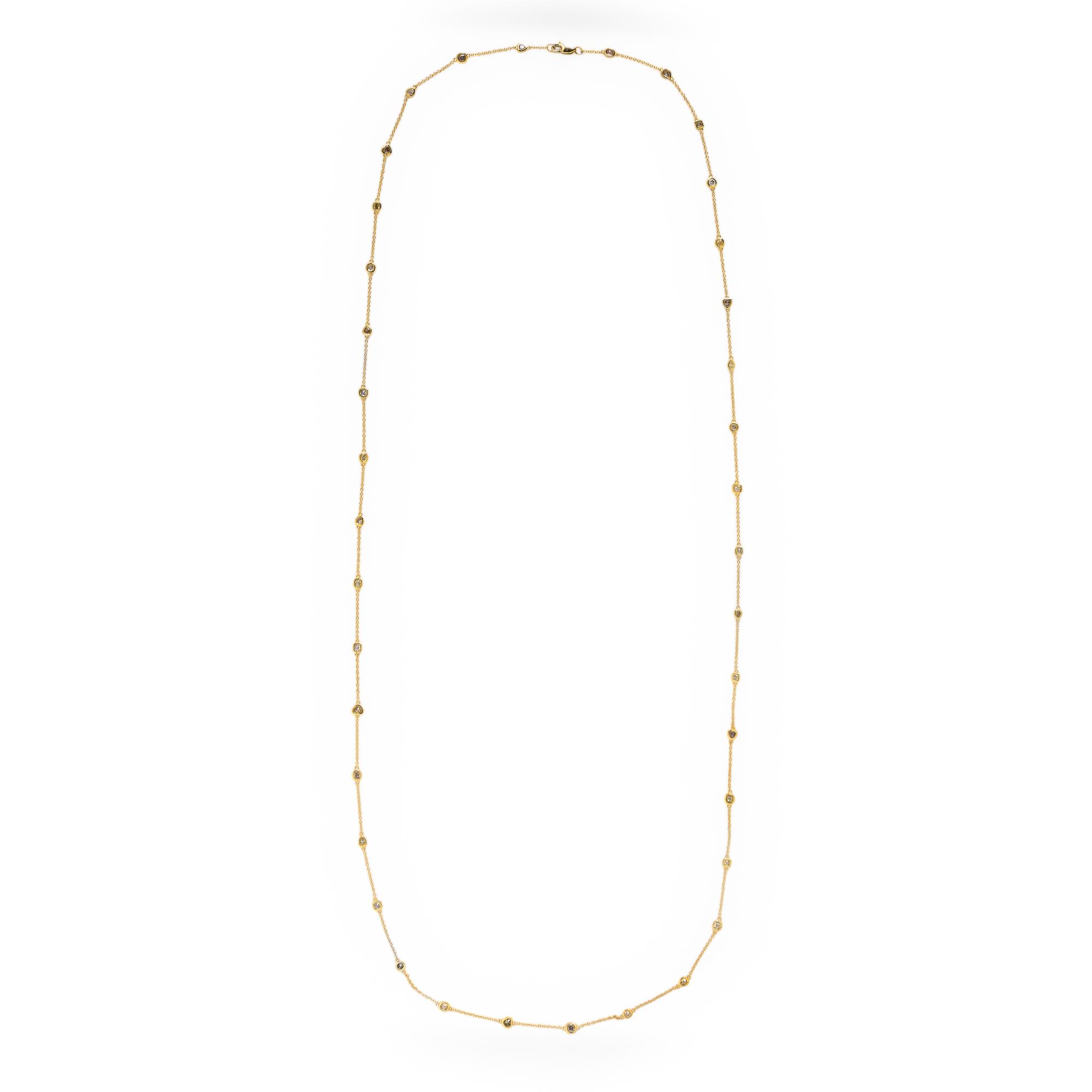 Hubert, Diamond, Colored Diamond, and Yellow Gold Station Necklace