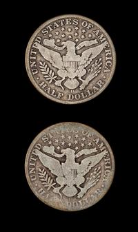 Two United States Barber Half-Dollar Coins — 1907-D & 1912-D
