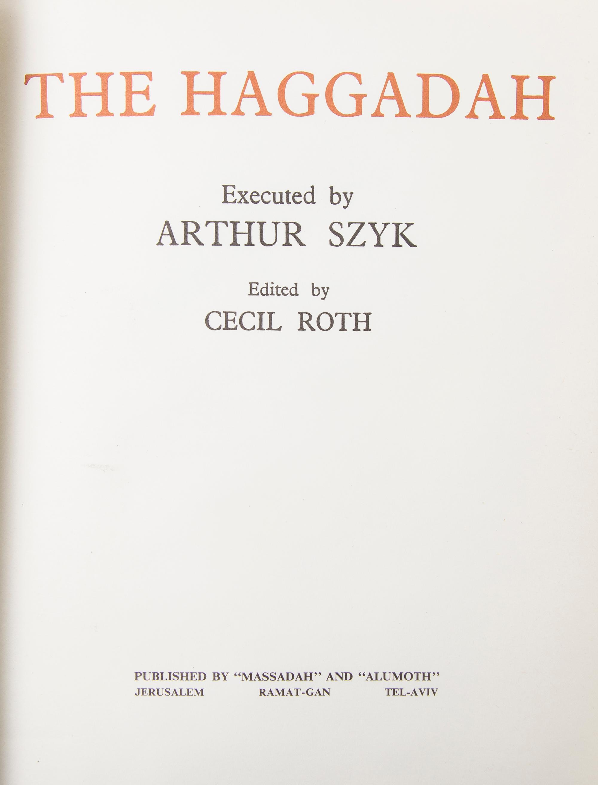 (SZYK, ARTHUR) ROTH, CECIL, ed. The Haggadah. Jerusalem, n.d.