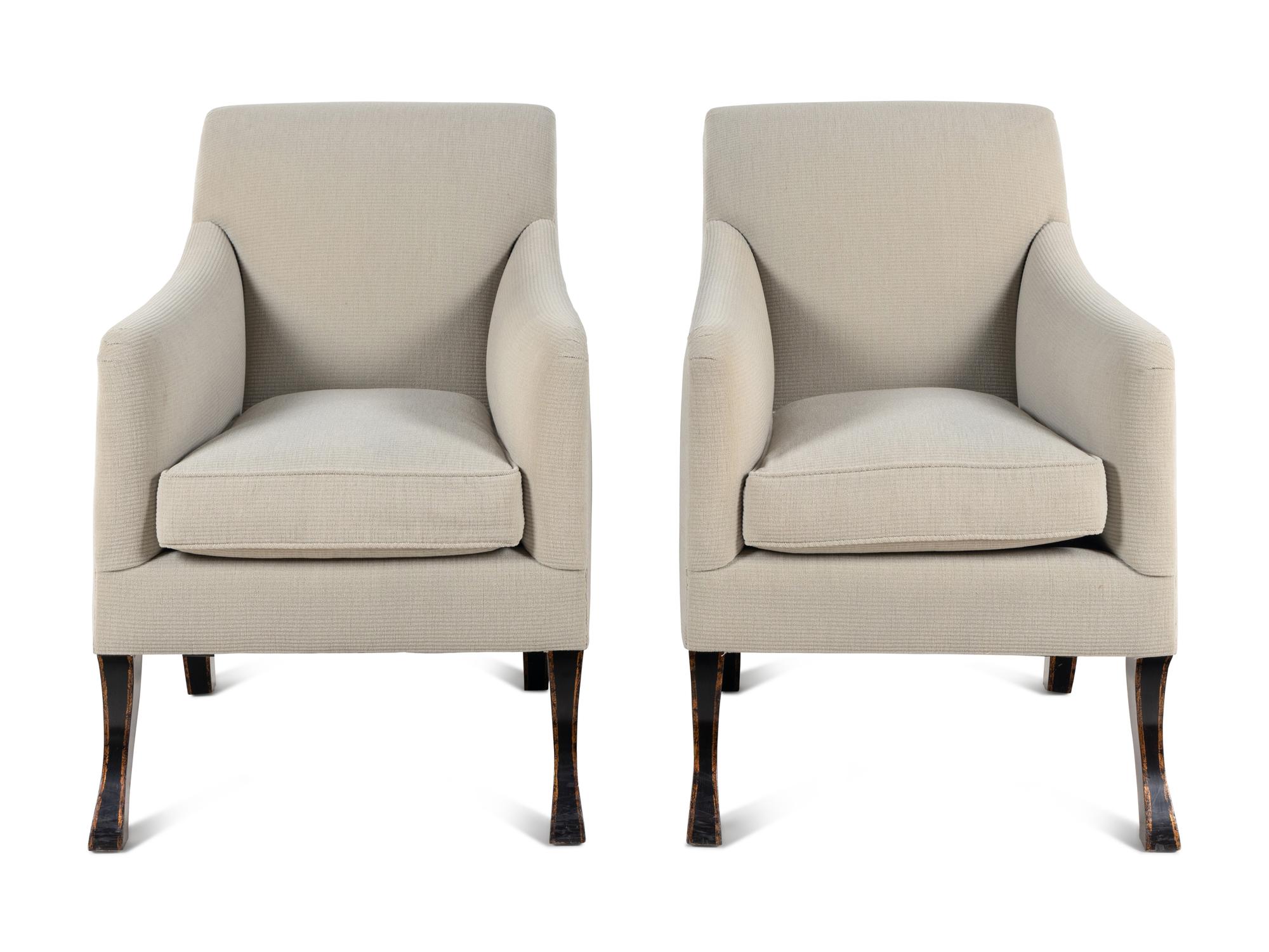 A Pair of Rose Tarlow Melrose House Saber-Leg Armchairs