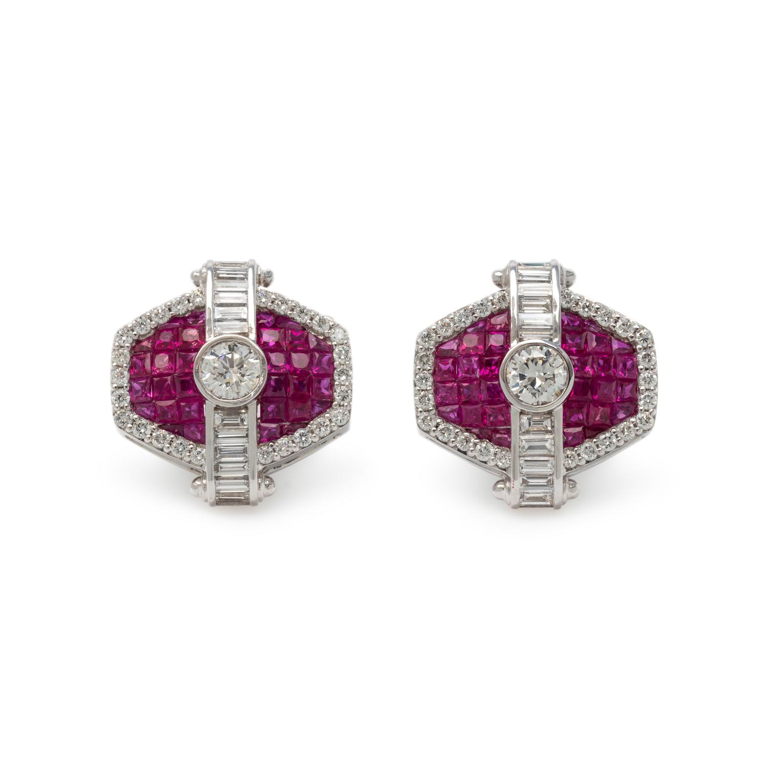 DIAMOND AND RUBY CUFFLINKS