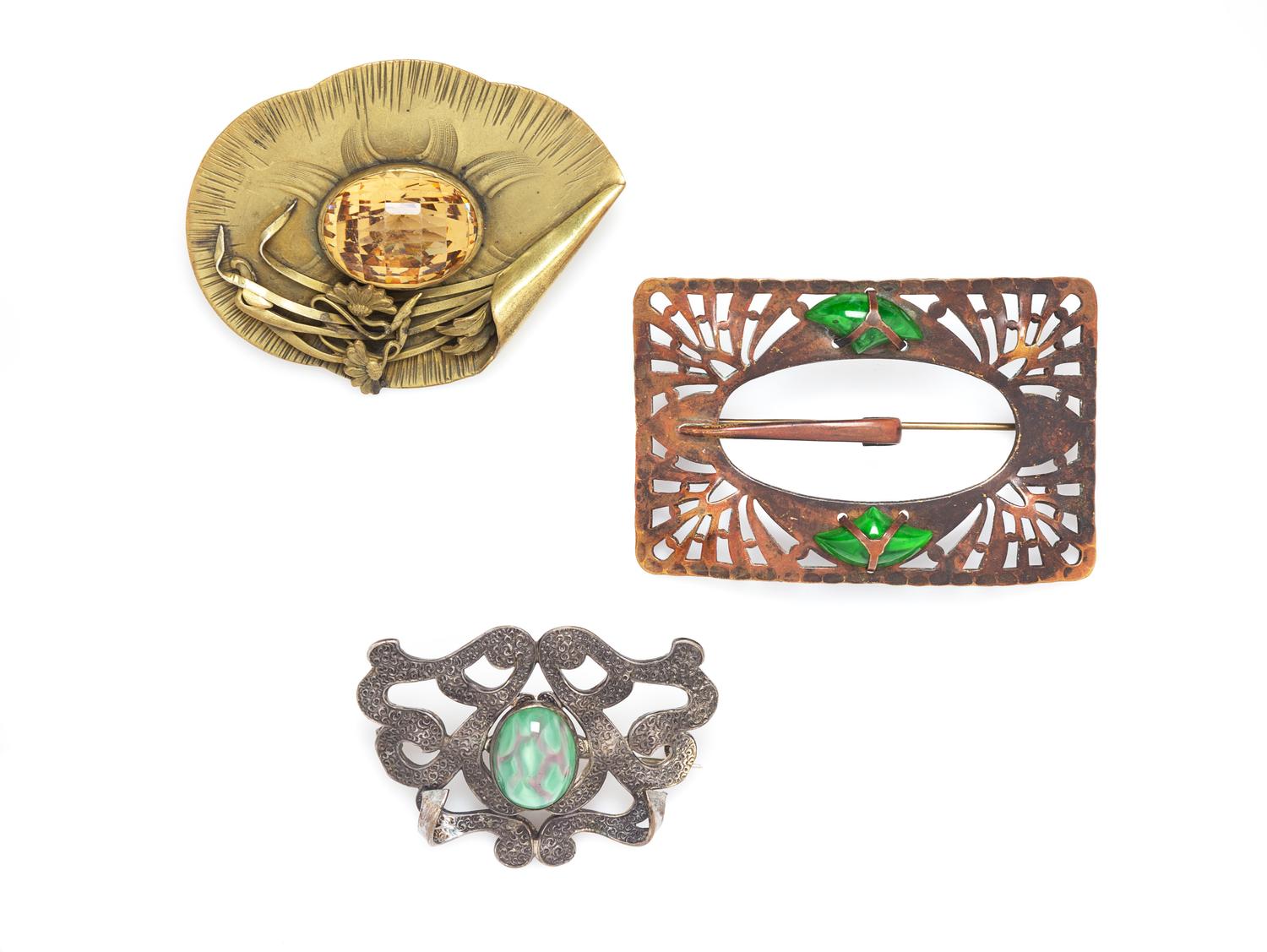 Three Art Nouveau Brooches, 1890-1910