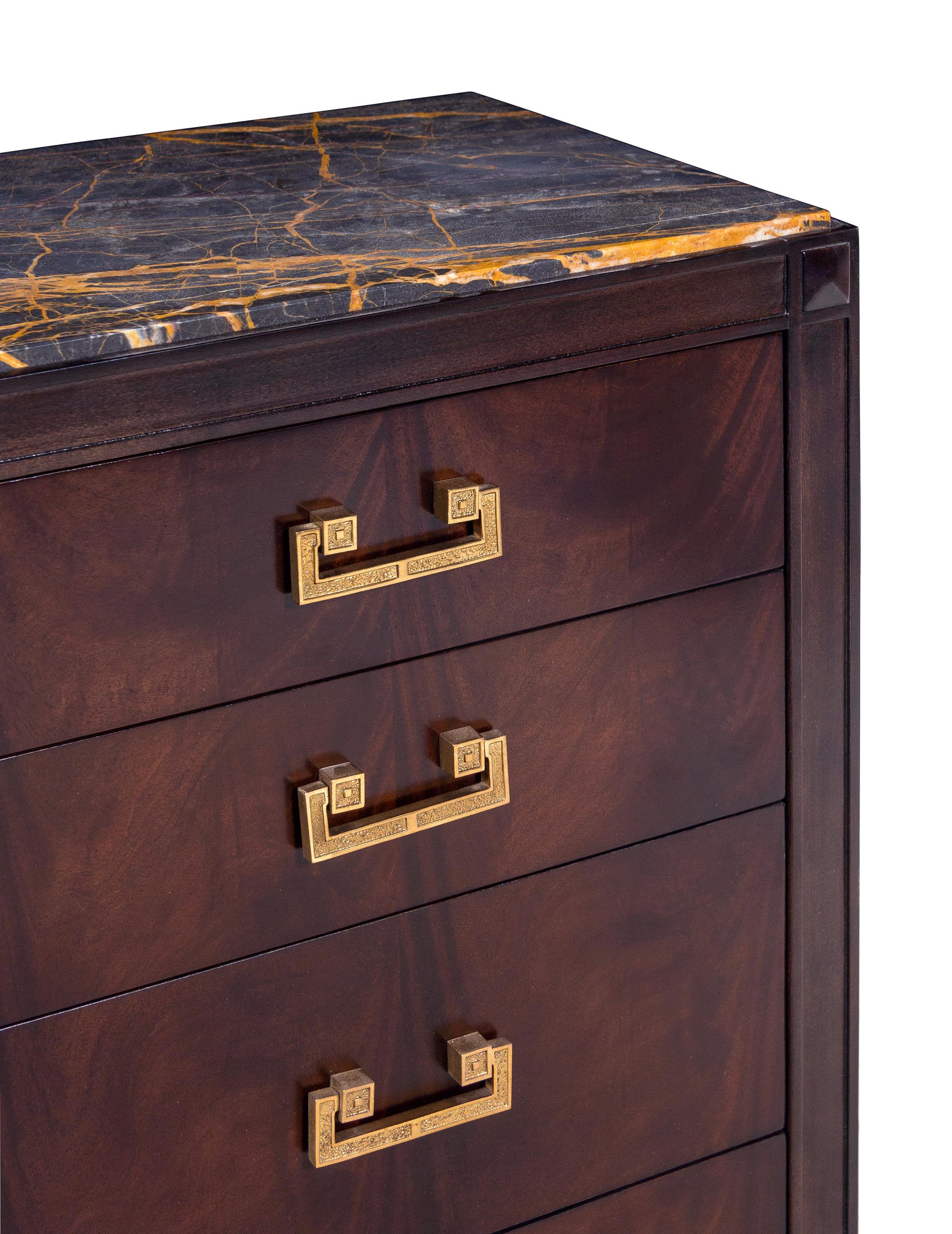 A Mahogany Chest of Drawers with a Stone Top