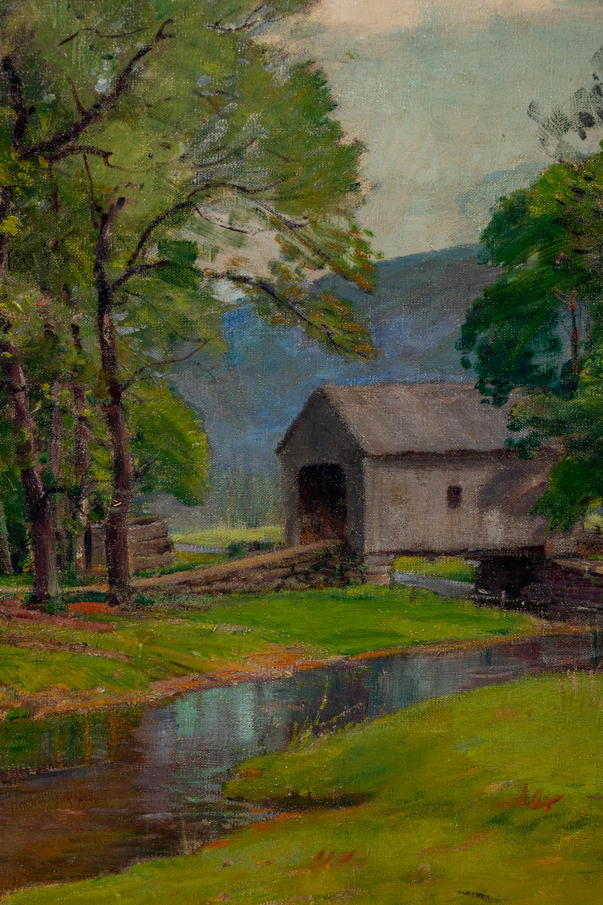 Landscape with Covered Bridge and Stream
