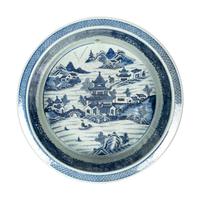 A Large Chinese Export Blue Canton Porcelain Basin