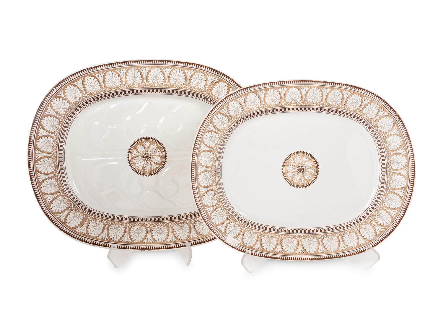 Two Large Spode Transfer-Decorated Earthenware Platters