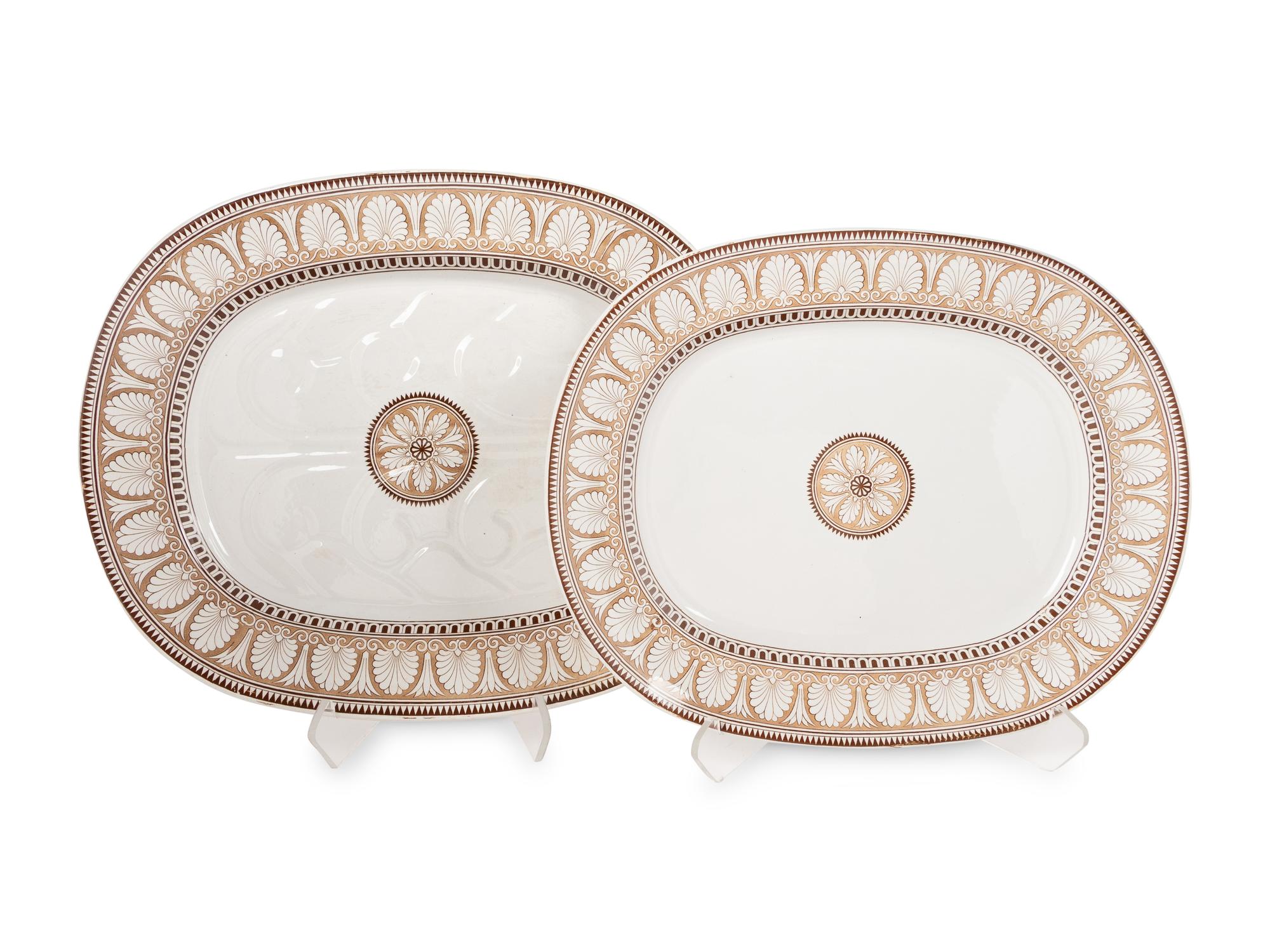 Two Large Spode Transfer-Decorated Earthenware Platters