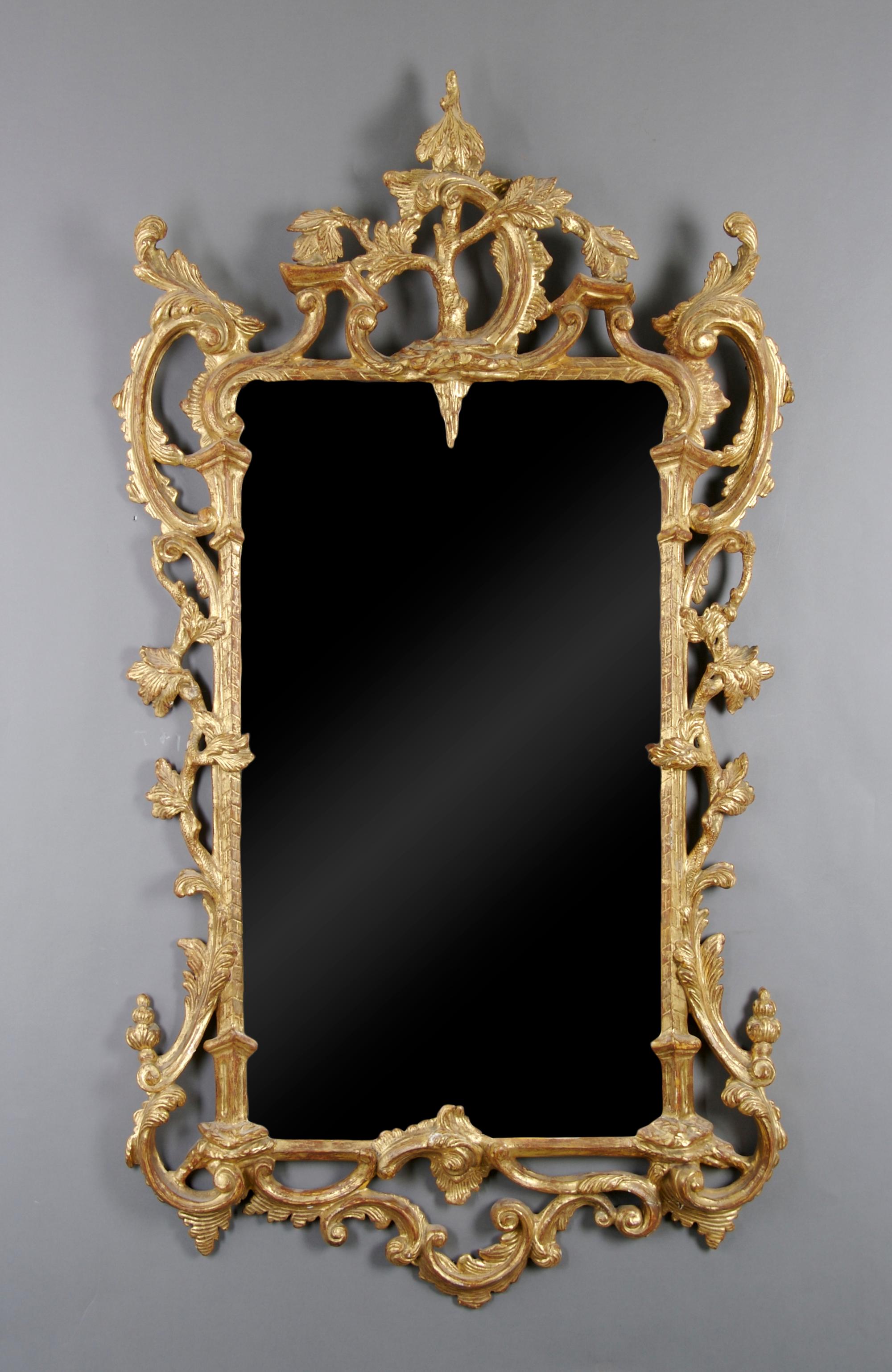 A Continental Giltwood Mirror, Height 43 1/2 x width 23 1/2 inches.