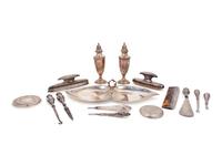 A Group of Sixteen American and Mexican Silver Table Articles