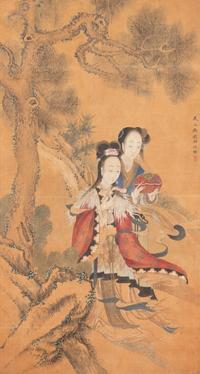 Two Chinese Paintings Depicting Ladies