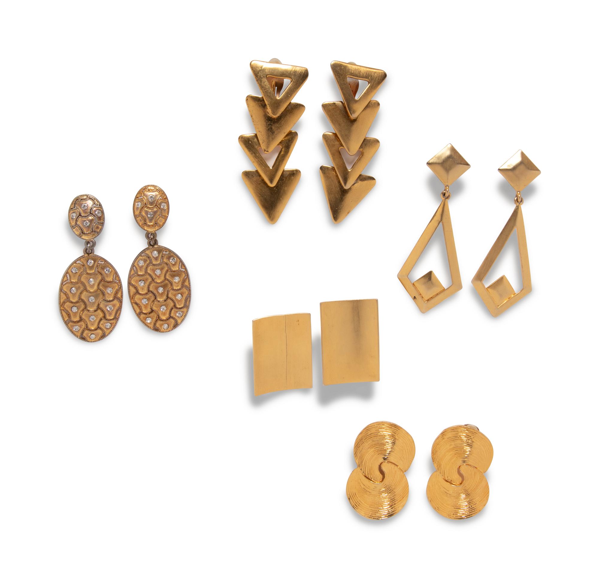 Assortment of 14 Pairs of Goldtone Earrings, 1980-2000s