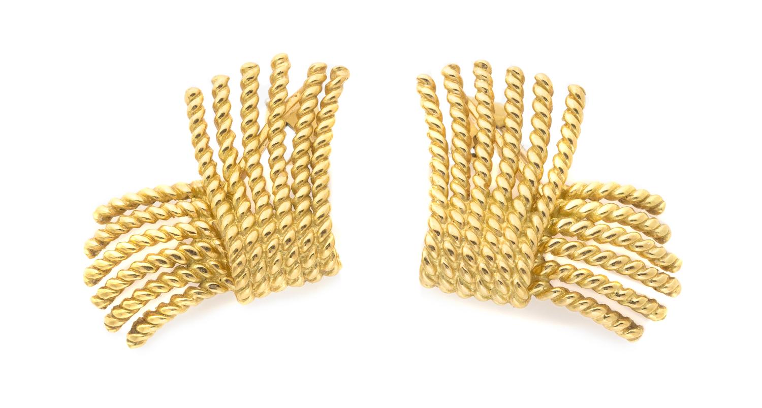 A Pair of 18 Karat Yellow Gold Earclips, Schlumberger for Tiffany & Co., 10.70 dwts.