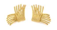 A Pair of 18 Karat Yellow Gold Earclips, Schlumberger for Tiffany & Co., 10.70 dwts.