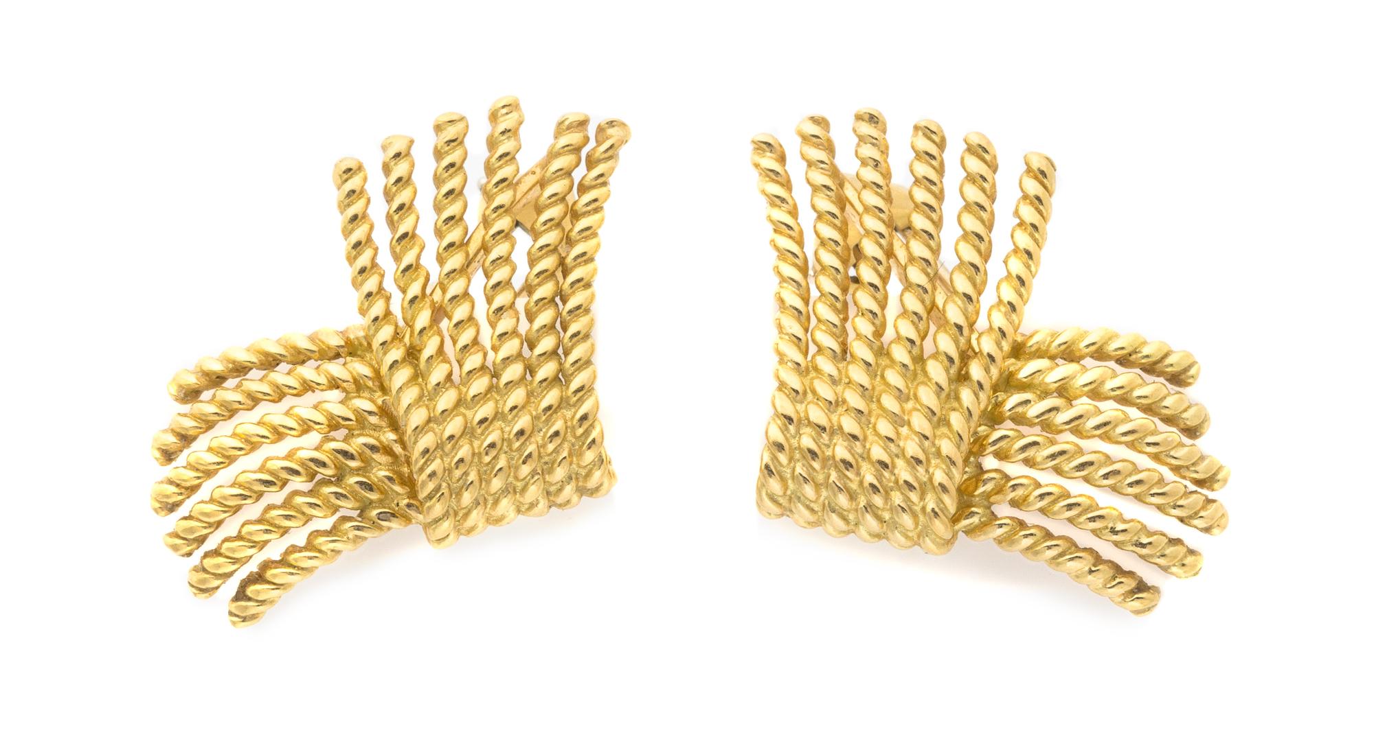 A Pair of 18 Karat Yellow Gold Earclips, Schlumberger for Tiffany & Co., 10.70 dwts.