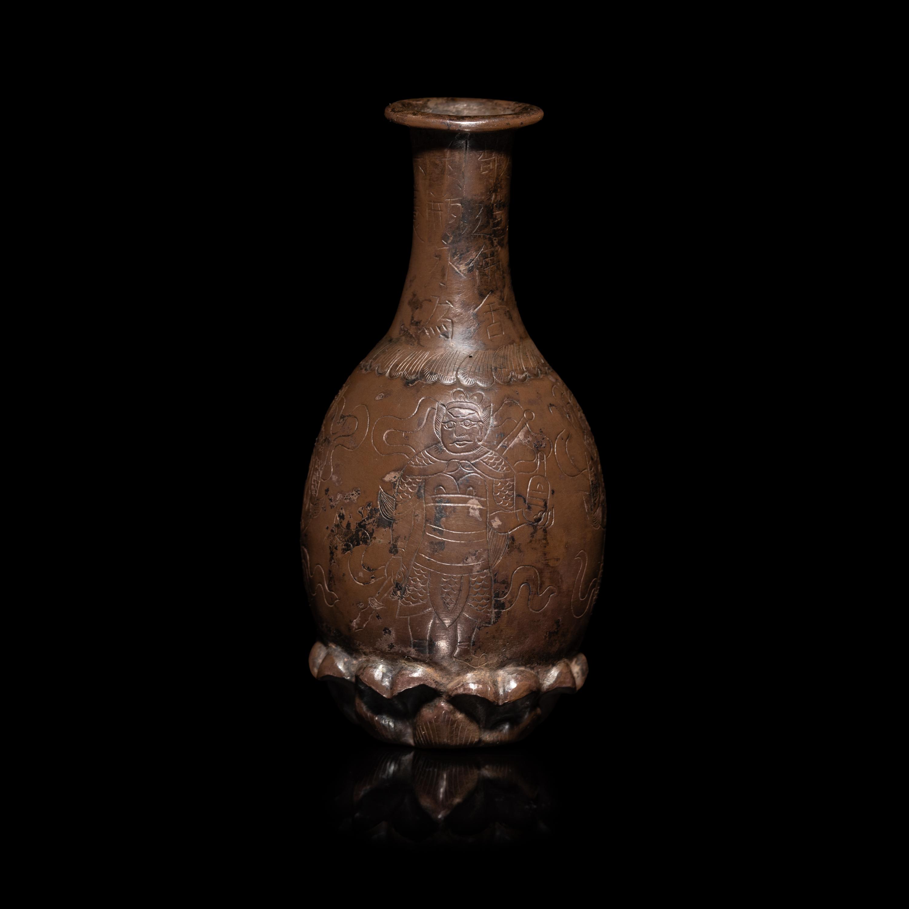 A Small Chinese Silver Reliquary Bottle, Tang Dynasty, Third Year of the Kaiyuan Era (715)