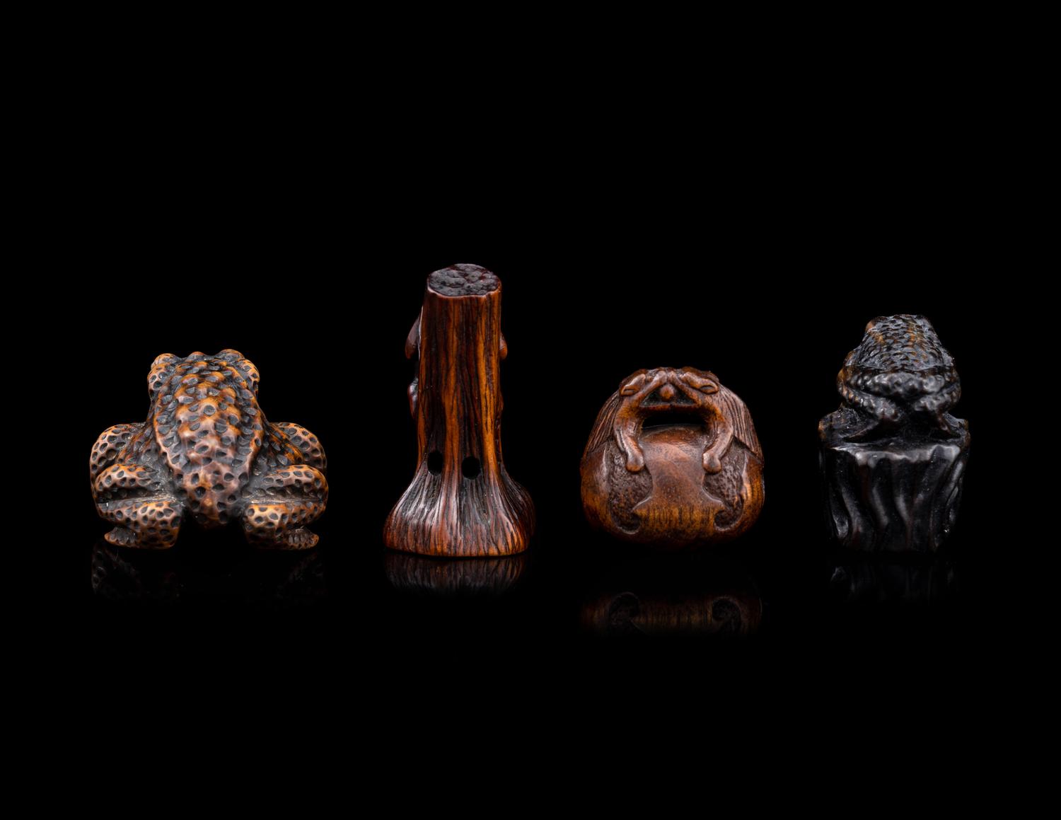 Four Japanese Carved Wood Netsuke
