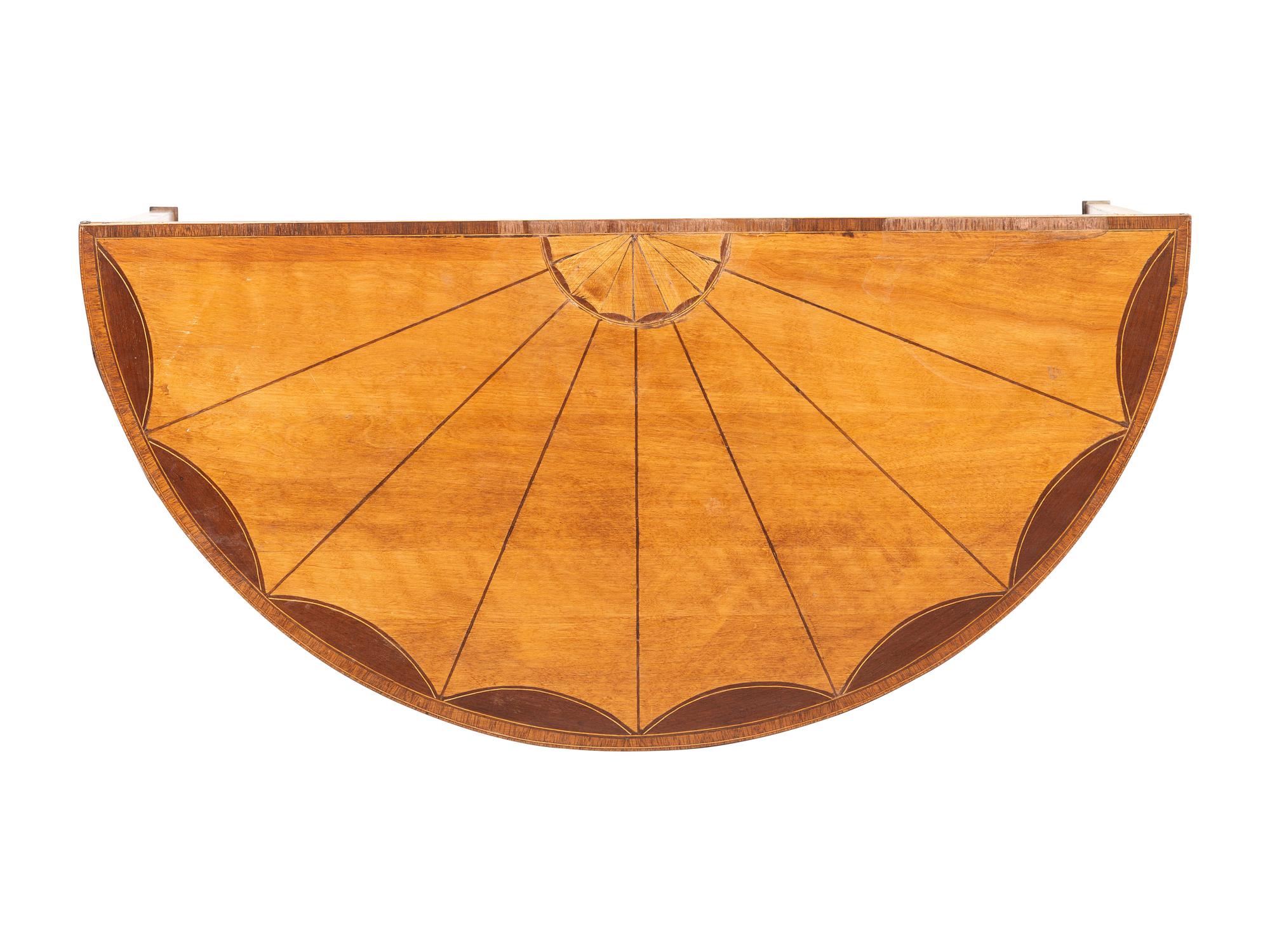 A George III Satinwood Inlaid Demilune Game Table