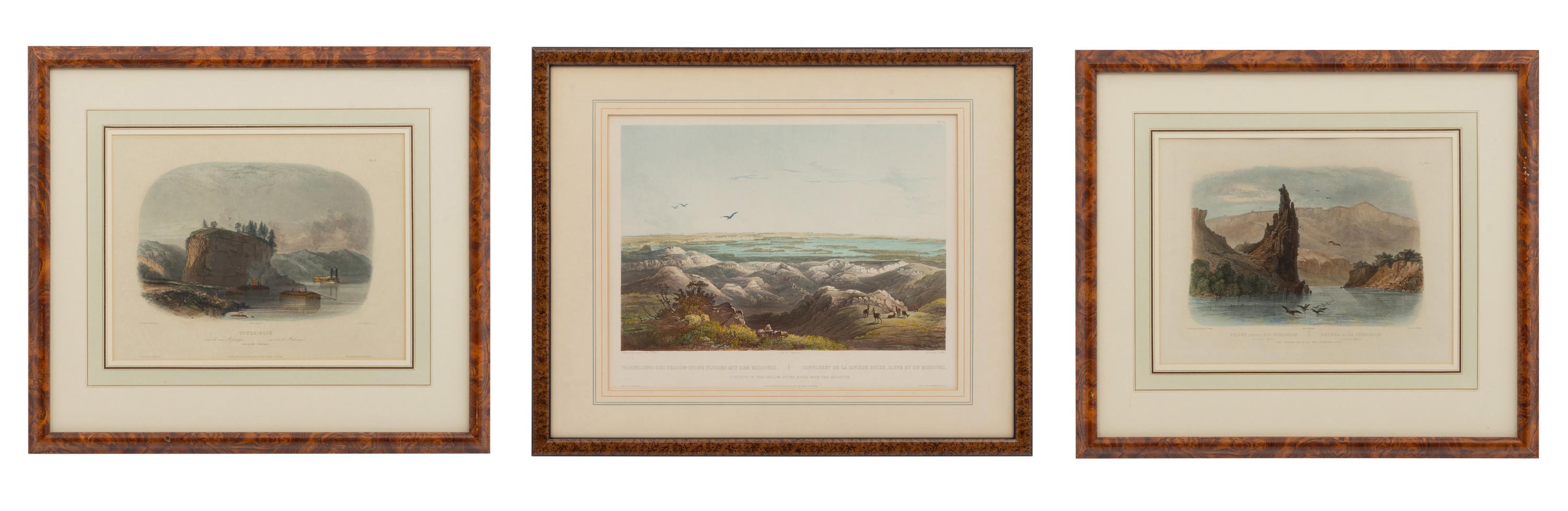 The Citadel-Rock on the Upper Missouri, Tower Rock on the Mississippi, and Junction of the Yellow-Stone River with the Missouri (three works)