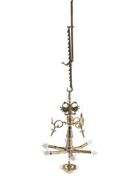 A Continental Brass Hanging Oil Fixture