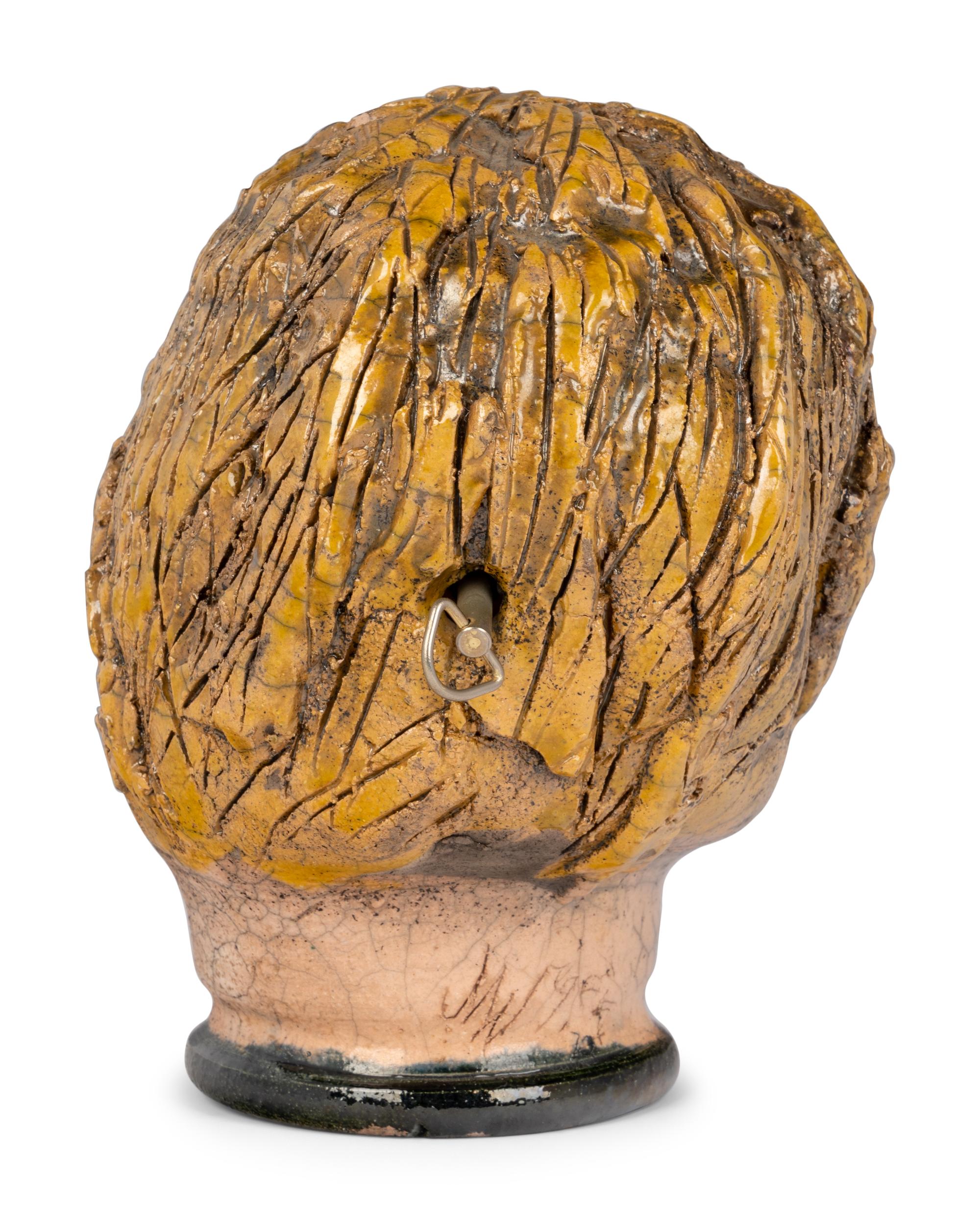 A Studio Ceramic Polychrome Glazed Musical Head