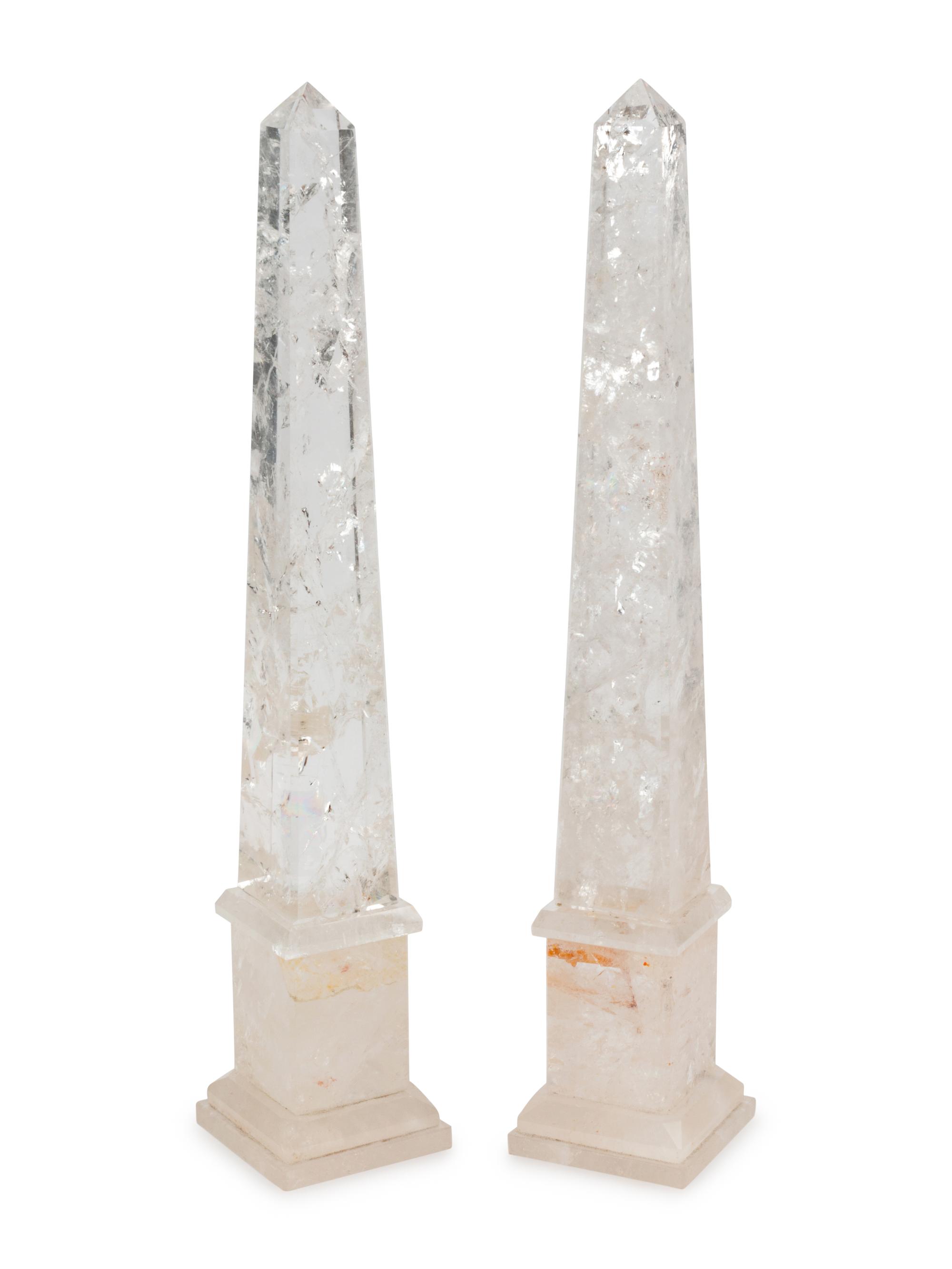A Pair of Rock Crystal Obelisks