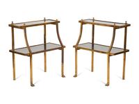 A Pair of Brass Two-Tier Side Tables in the Style of Maison Jansen