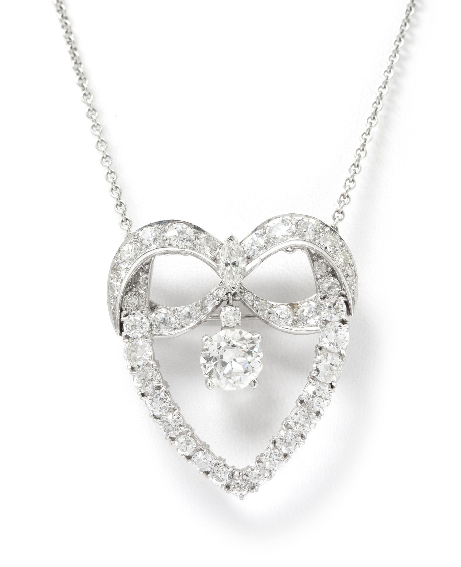 A Vintage Platinum and Diamond Bow Pendant, 8.40 dwts.