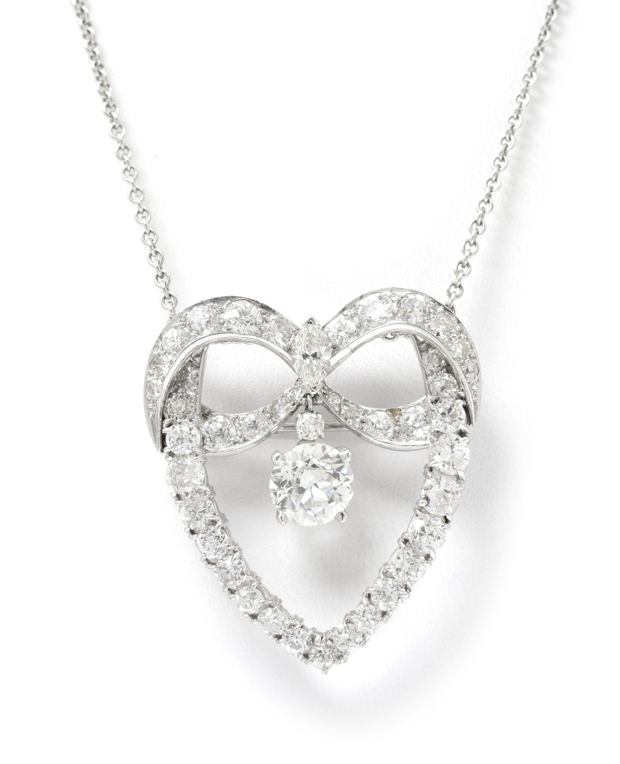 A Vintage Platinum and Diamond Bow Pendant, 8.40 dwts.