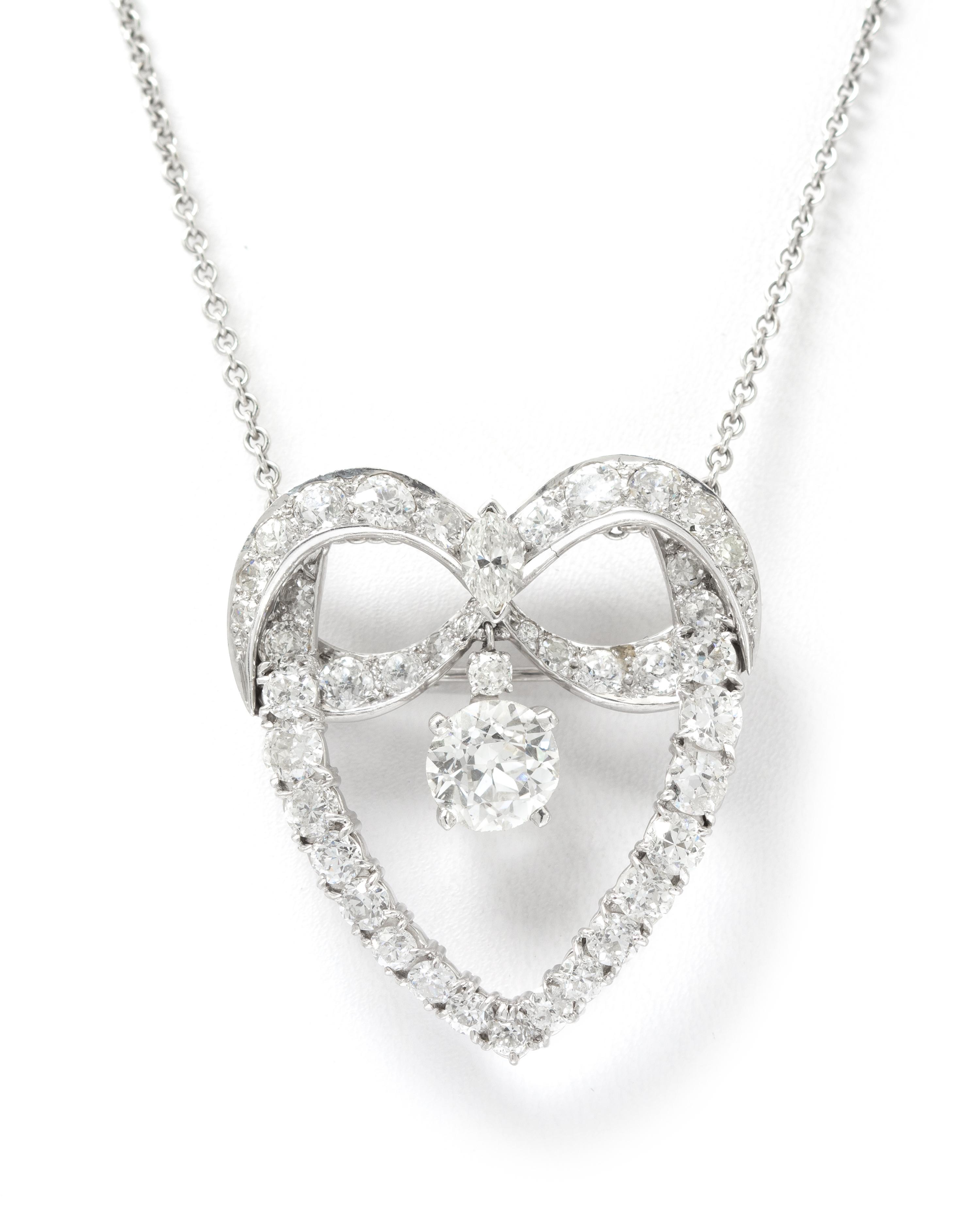 A Vintage Platinum and Diamond Bow Pendant, 8.40 dwts.