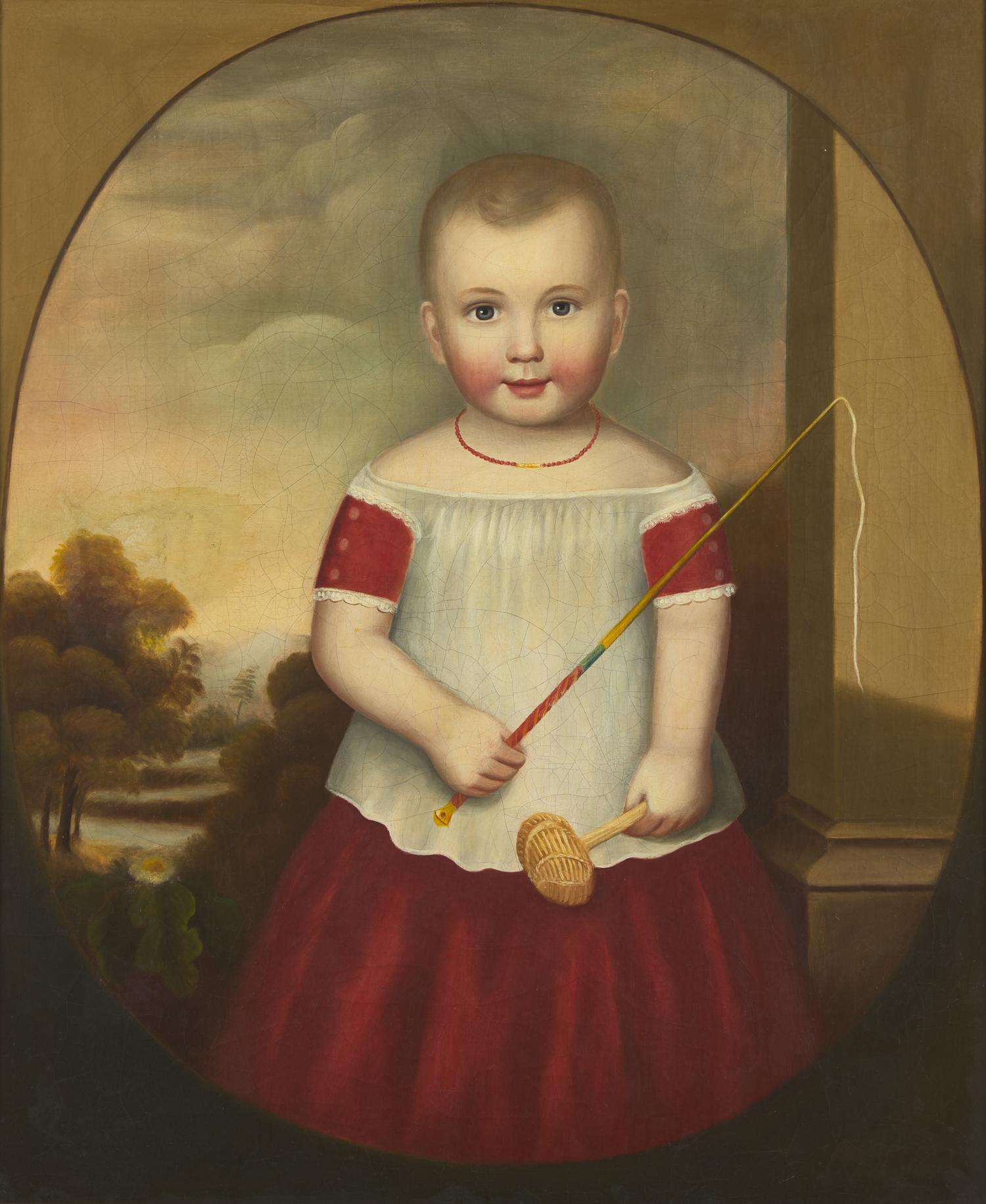 American School 19th Century, A Portrait of a Young Child with Toys