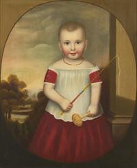 American School 19th Century, A Portrait of a Young Child with Toys