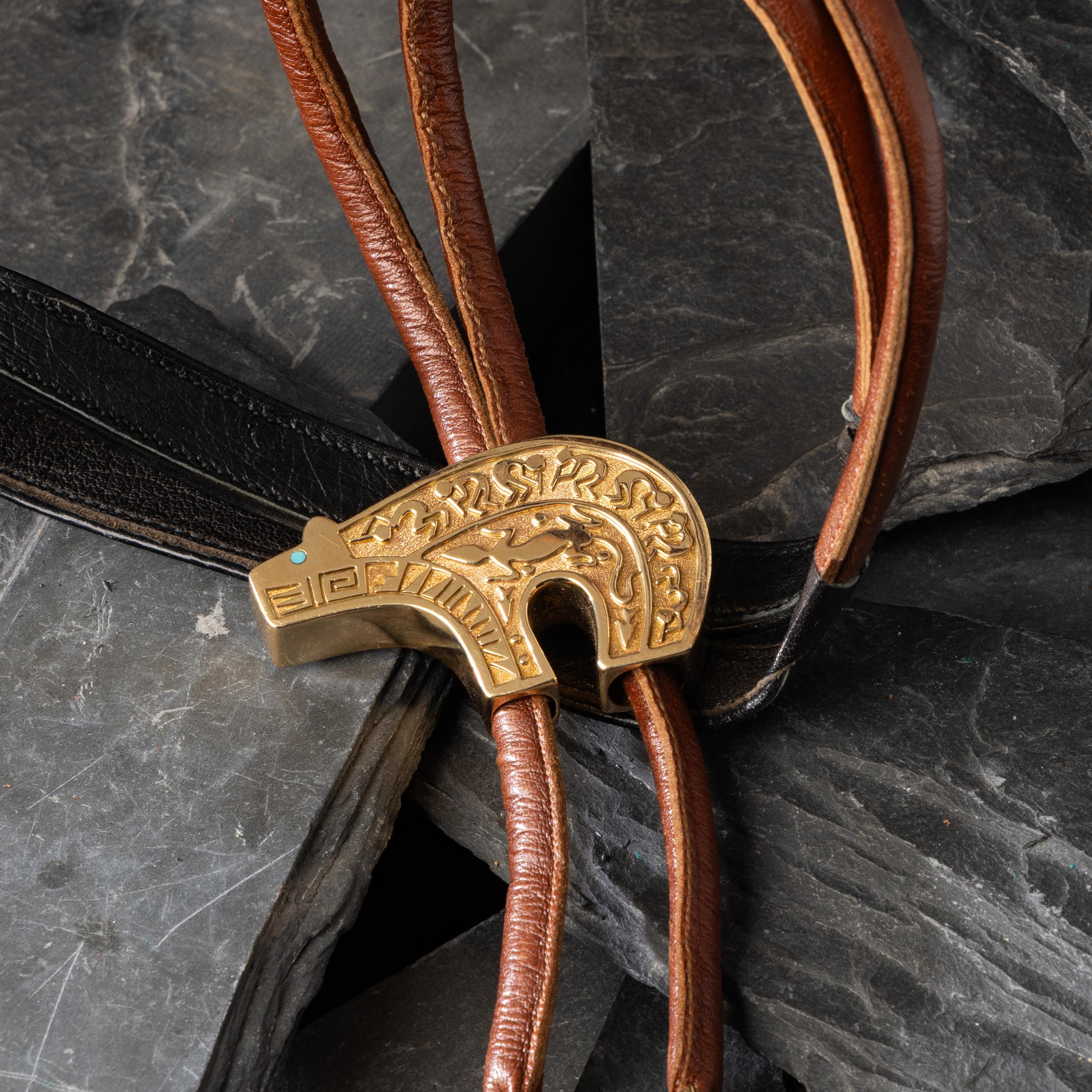 Herbert Taylor (Diné, 1951-1996) — 14K Gold Bear Bolo Tie