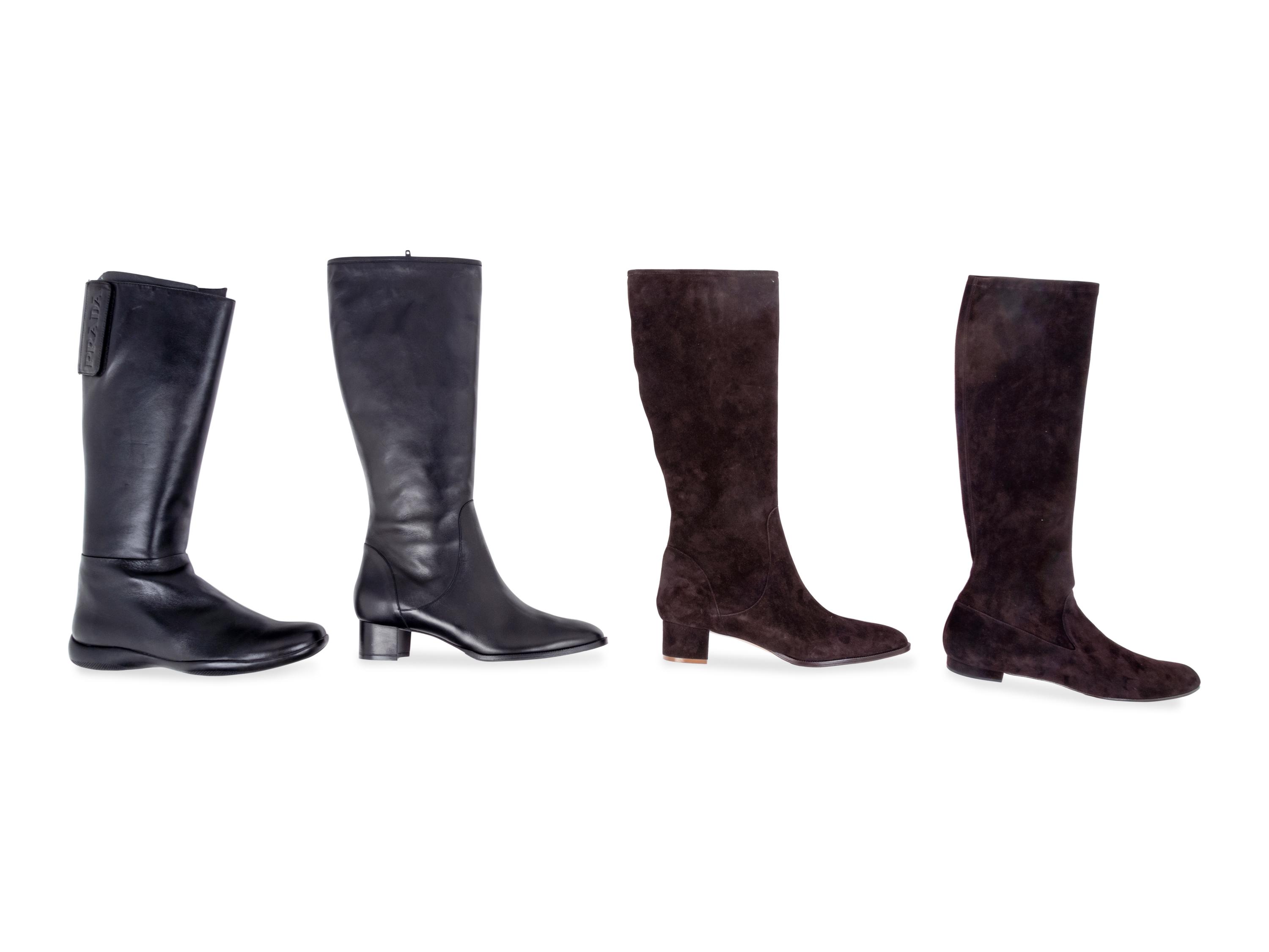 Nine Pairs of Designer Boots: Five Manolo Blahnik, Two Prada, One Delage, One Roger Vivier