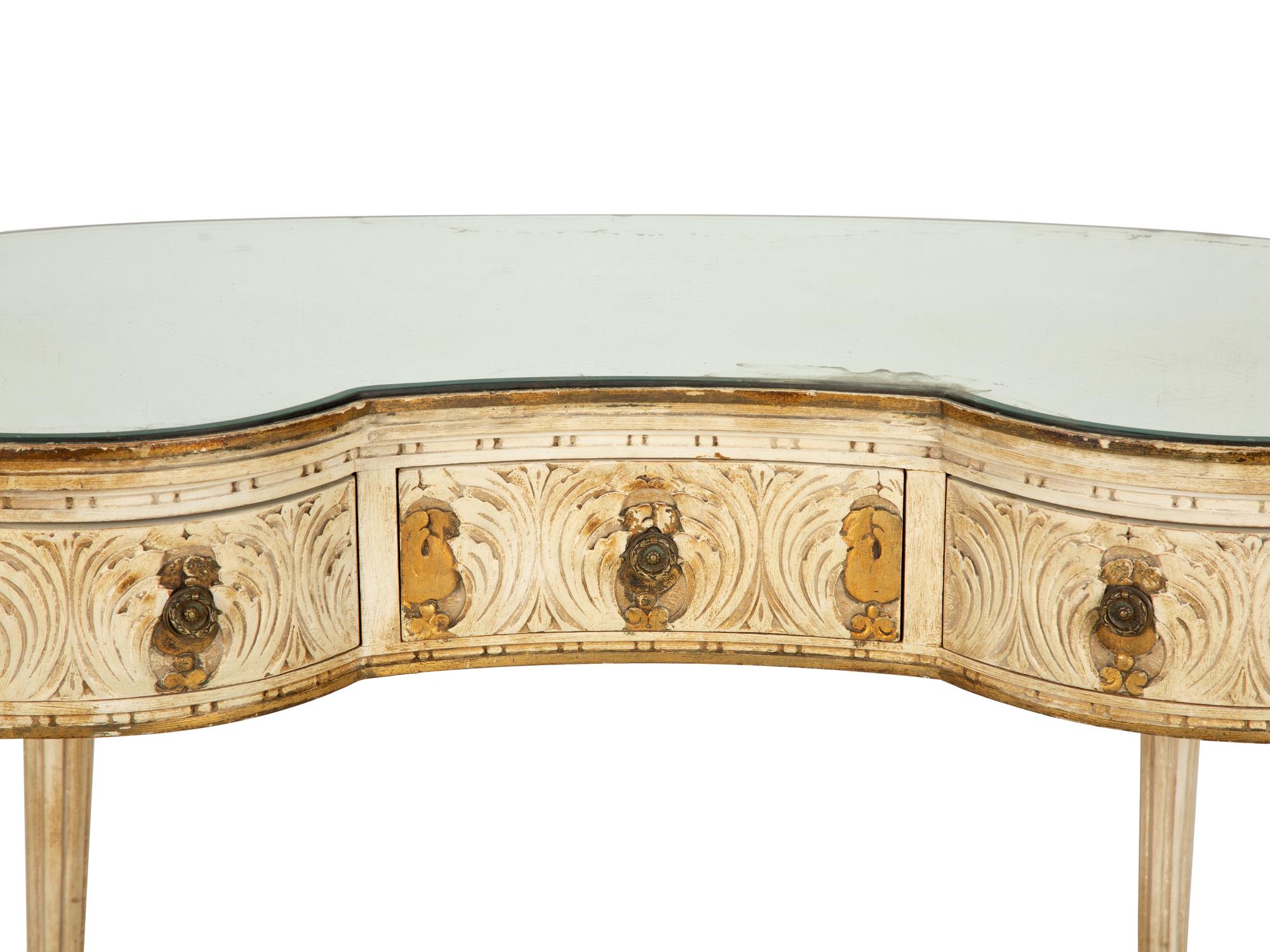A Louis XVI Style Painted Reniform Dressing Table
