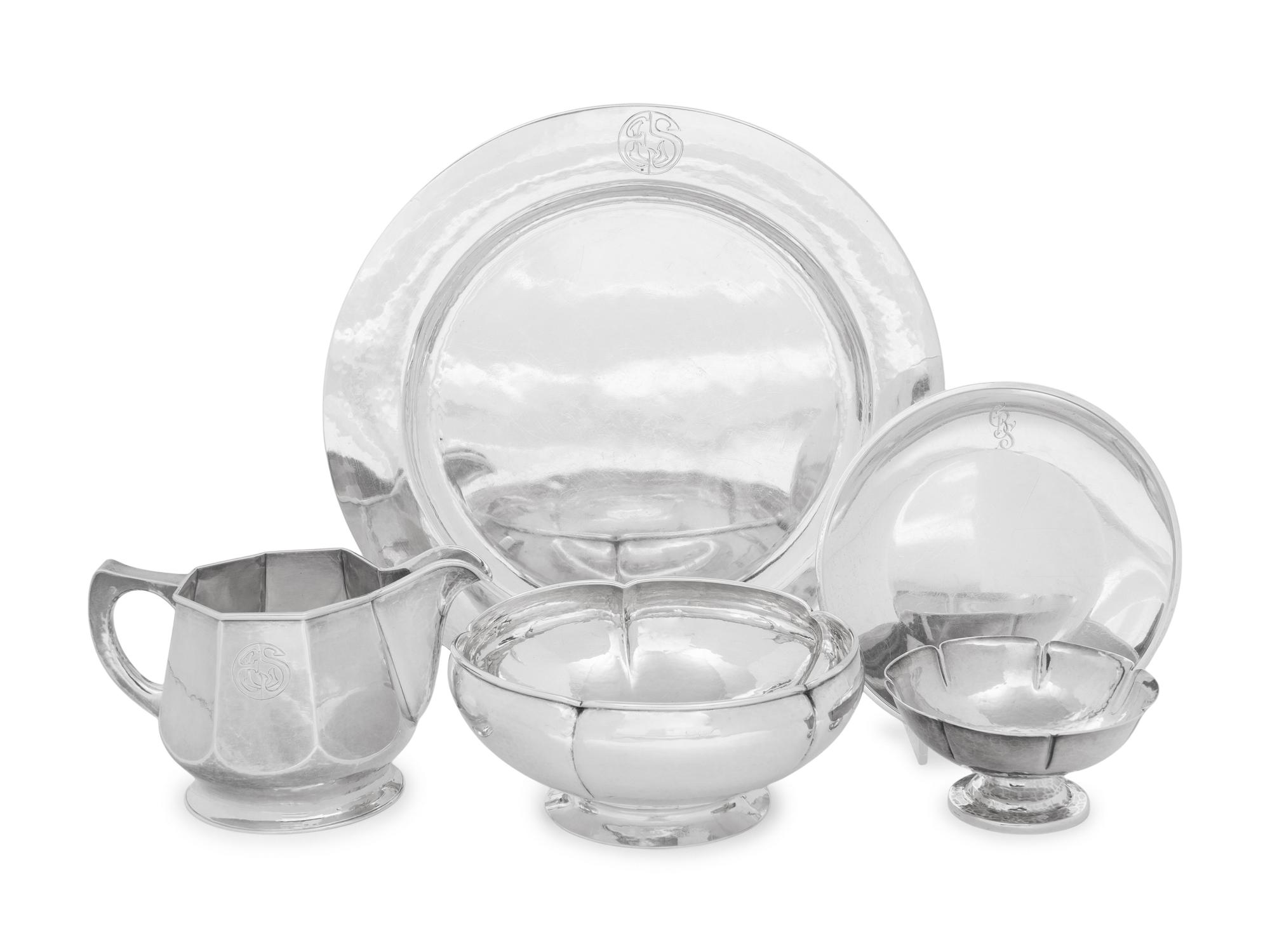Five American Arts and Crafts Silver Table Articles