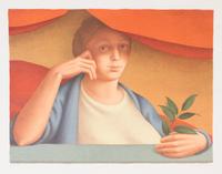 George Tooker, (American, 1920-2011), Woman with Sprig of Laurel, 1992