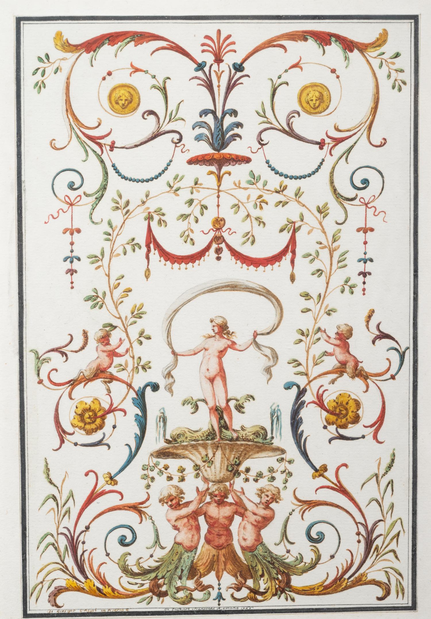A Set of Eight Neoclassical Watercolor Illustrations