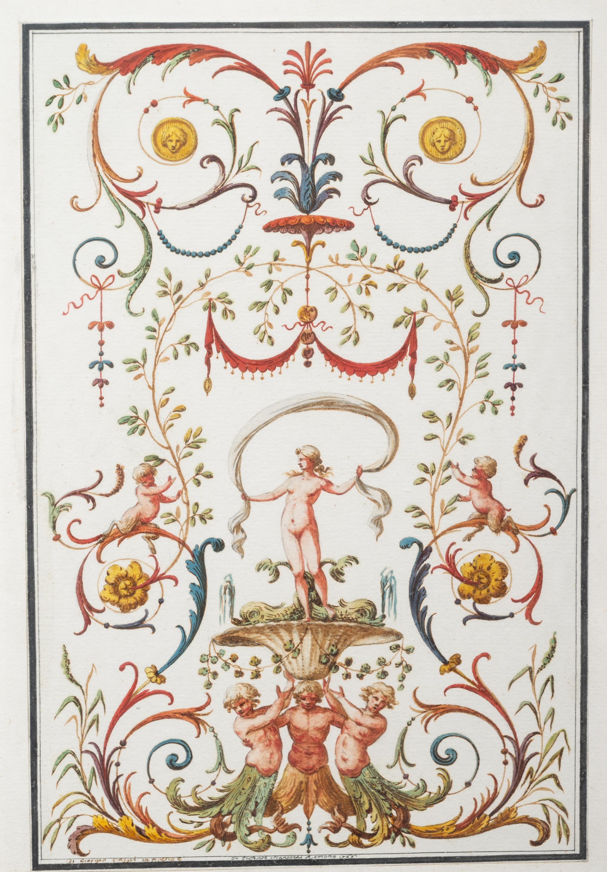 A Set of Eight Neoclassical Watercolor Illustrations