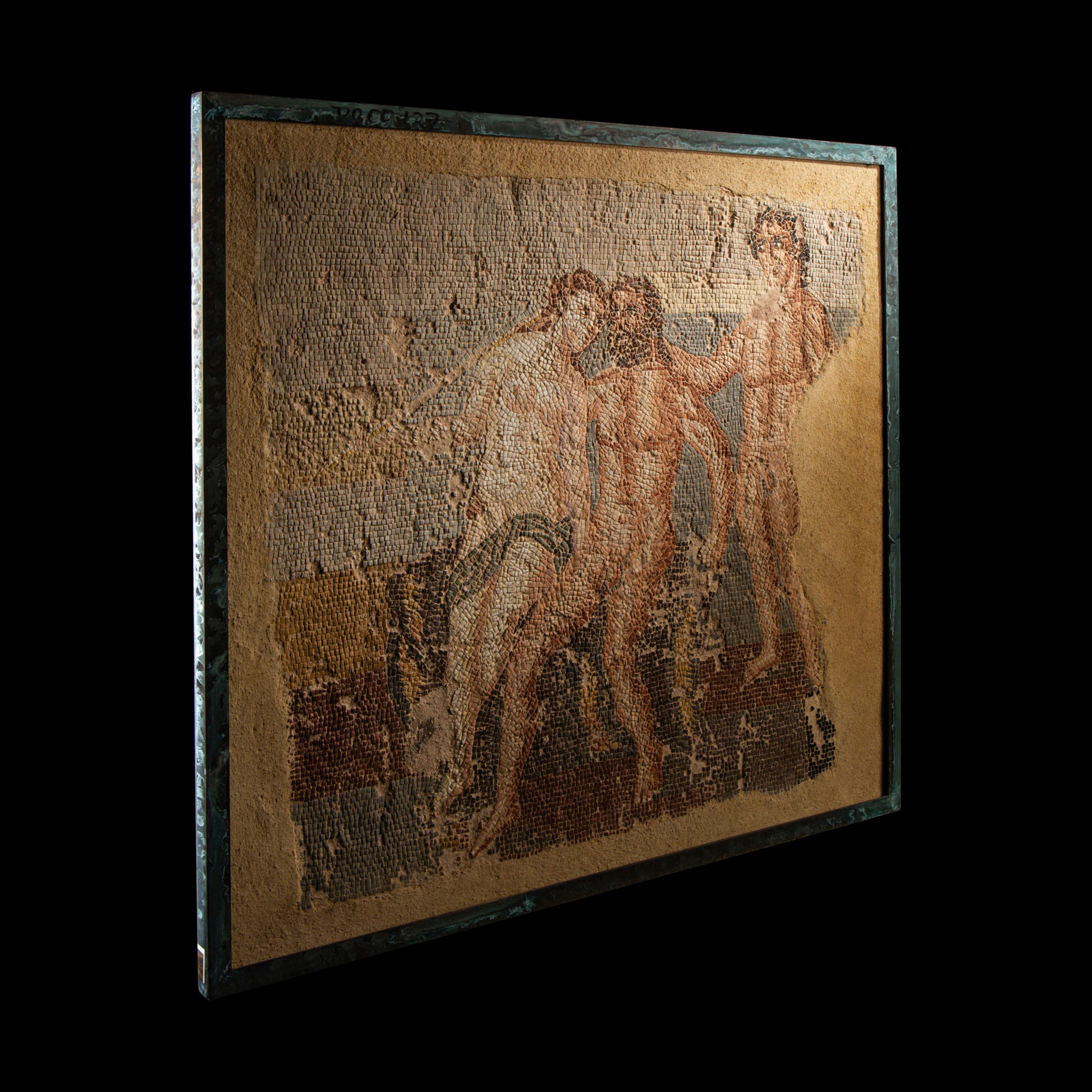 A Roman Mosaic Panel with Erotic Scene
