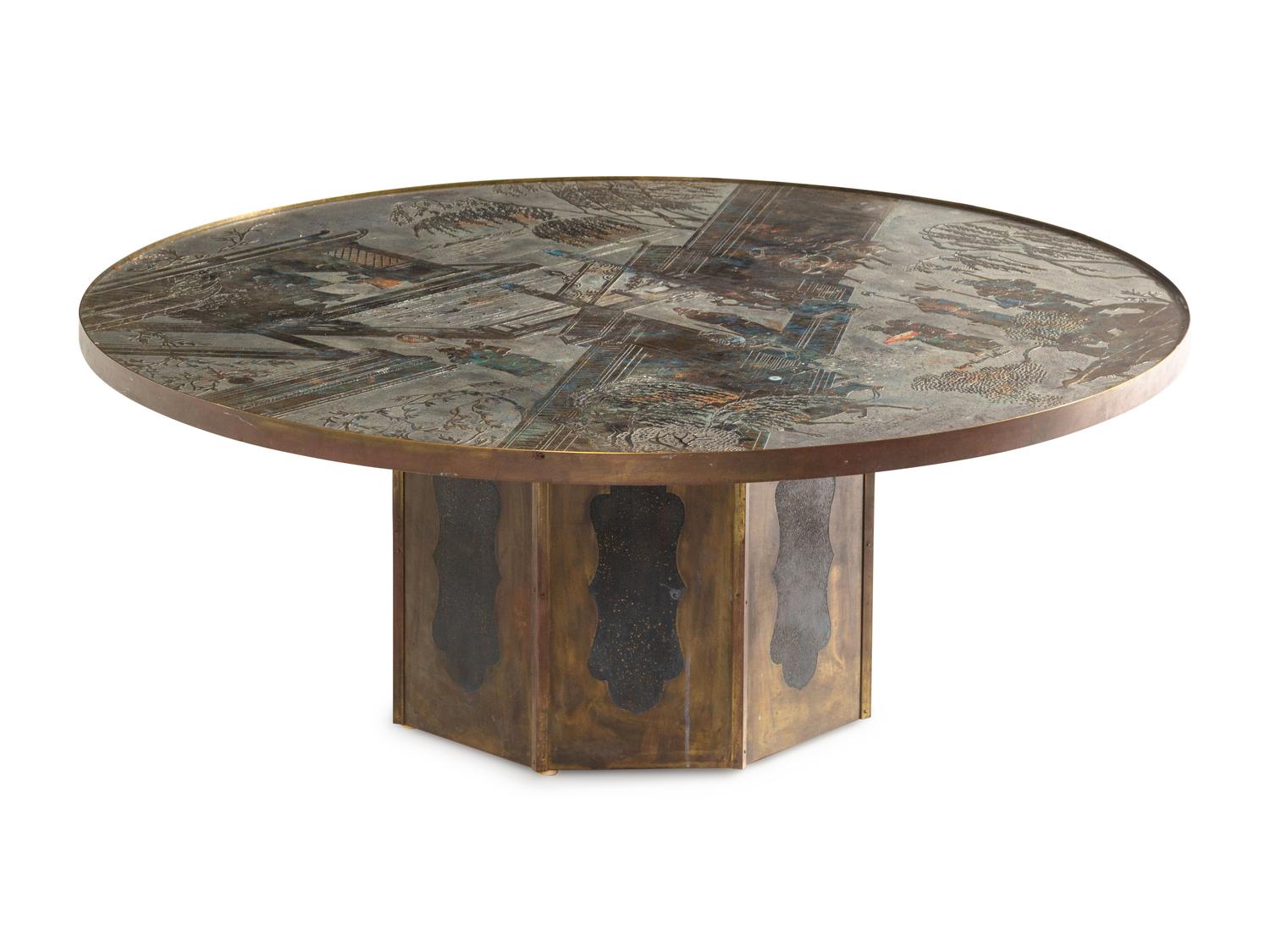 A Circular 'Chan' Coffee Table by Philip and Kelvin LaVerne (American, 1907-1987 and b. 1937)
