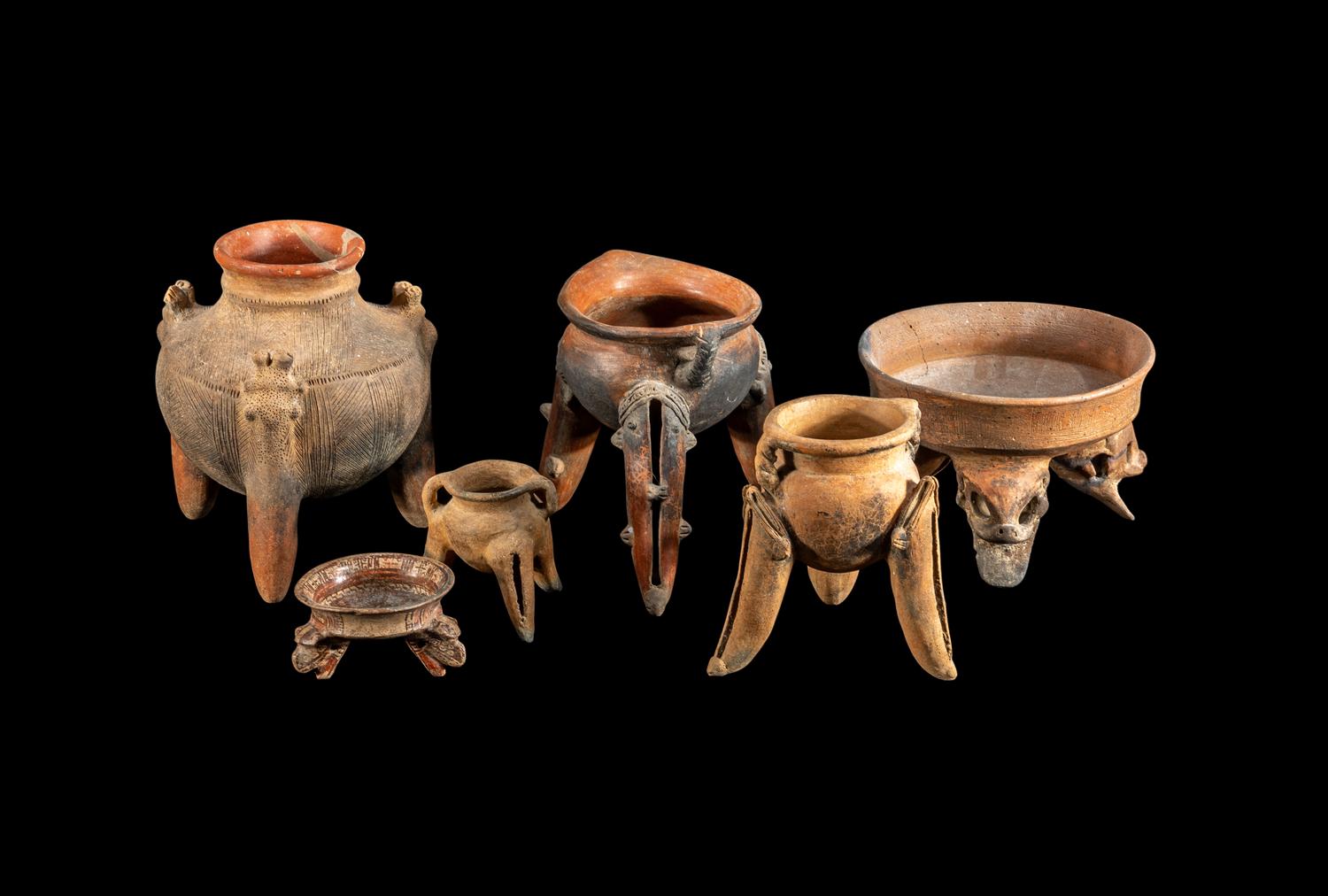 Six Huetar Tripod Vessels