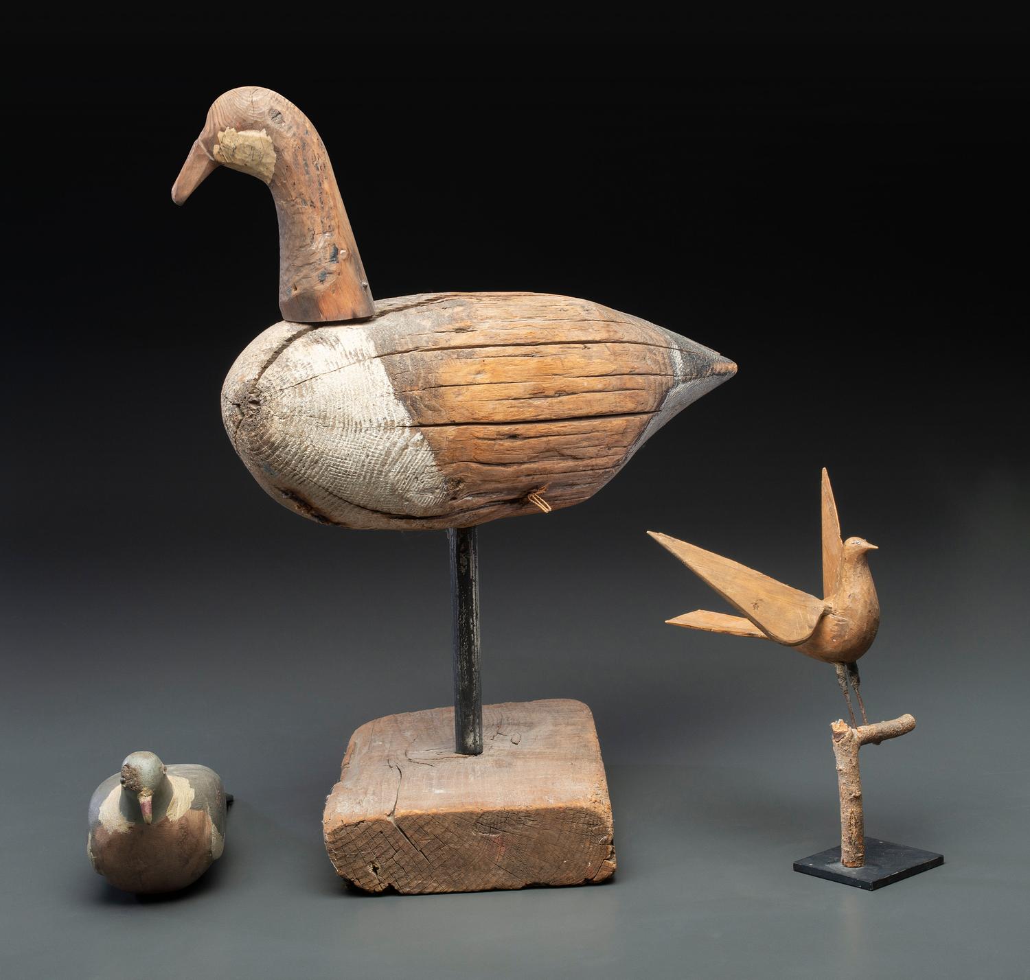 Three Folk Art Bird Carvings or Decoys