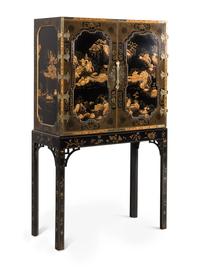 A Baker Lacquered Chinoiserie Cabinet