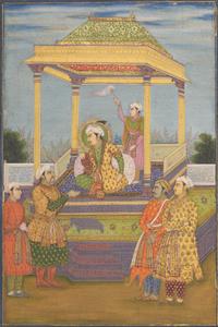 A Painting of Emperor Jahagir Enthroned, Delhi, Circa 1800