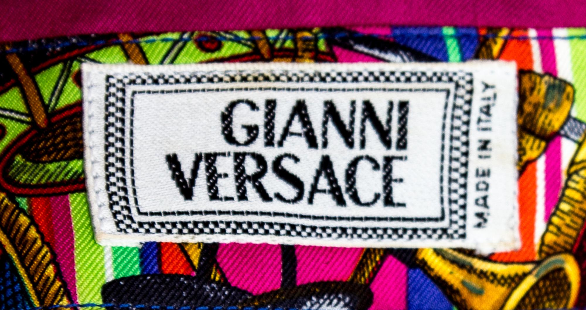 A Gianni Versace Silk Atelier Print Shirt, Size 48.
